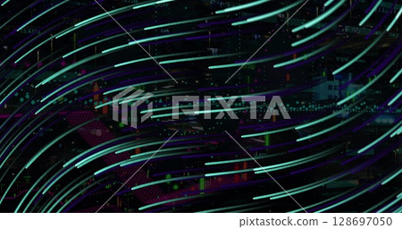 Image of moving lights over dark background Image of moving lights over dark background 128697050