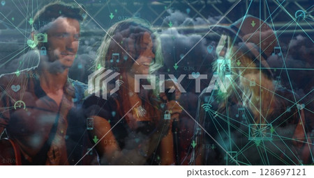 Image of text with globe and network of connections Image of text with globe and network of connections 128697121