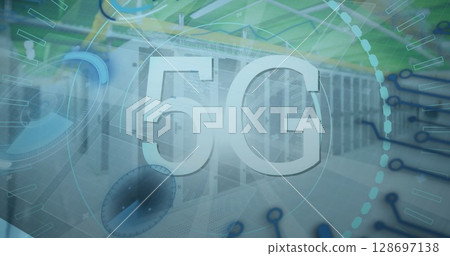 Image of text with globe and network of connections 128697138