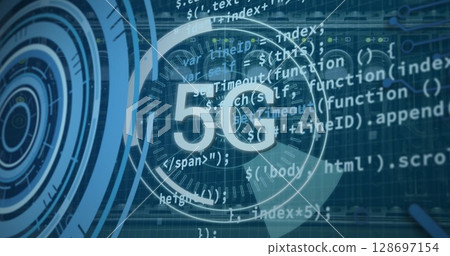 Image of text with globe and network of connections 128697154