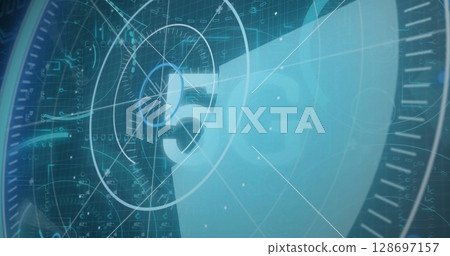 Image of digital interface over dark background 128697157