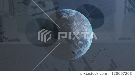 Image of text with globe and network of connections 128697208