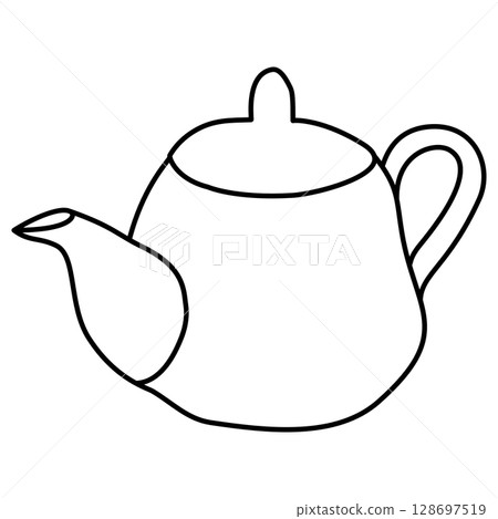 Outline cartoon of teapot 128697519