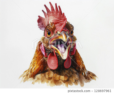 A hen's head 128697961