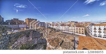 Panoramic View from Tower of Bujaco, Caceres, Spain 128698055