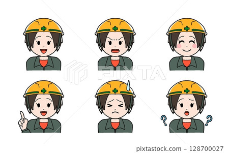 建築工地上女性的不同臉部表情 128700027