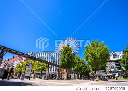 Yokohama cityscape in Japan, including Center-Kita Station and the Tsuzuki Hankyu Ferris wheel Yokohama cityscape in Japan, including Center-Kita Station and the Tsuzuki Hankyu Ferris wheel 128700056