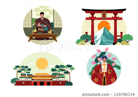 Flat Traditional Japanese Culture Mini Compositions 128700134