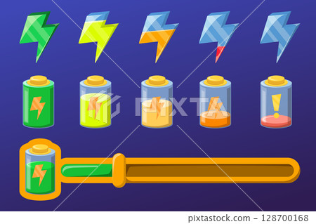 Energy level set. Collection of game icons Energy level set. Collection of game icons 128700168