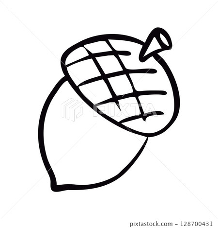 Simple Black and White Illustration of an Acorn for Kids' Activities Simple Black and White Illustration of an Acorn for Kids' Activities 128700431