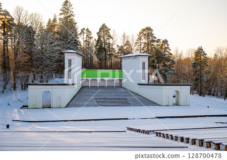 Durbes open-air stage on a sunny winter day, Latvia Durbes open-air stage on a sunny winter day, Latvia 128700478