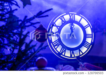 neon light decorative lighting clock with roman numerals, new year event decoration, lspotlight lights neon light decorative lighting clock with roman numerals, new year event decoration, lspotlight lights 128700503