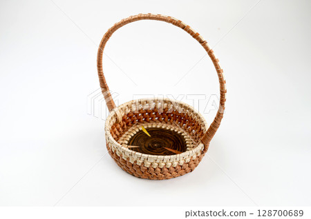 Empty Wicker basket on white background. 128700689