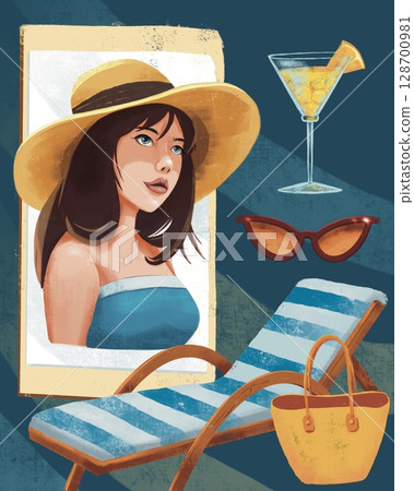 beach poster, sea illustrations for your design 128700981