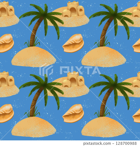 seamless pattern on the theme of beach, sea - illustrations for your design seamless pattern on the theme of beach, sea - illustrations for your design 128700988