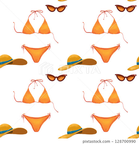 seamless pattern on the theme of beach, sea - illustrations for your design seamless pattern on the theme of beach, sea - illustrations for your design 128700990