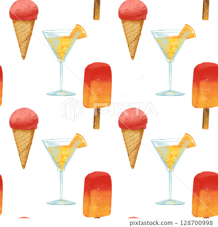 seamless pattern on the theme of beach, sea - illustrations for your design seamless pattern on the theme of beach, sea - illustrations for your design 128700998