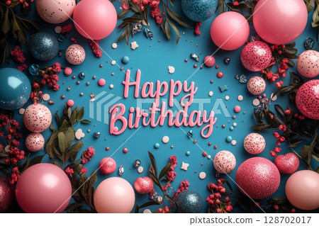 Balloons And Flowers Birthday Frame Balloons And Flowers Birthday Frame 128702017