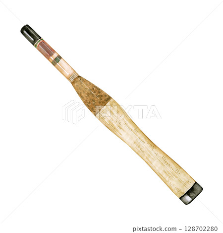 Stream fishing, river fishing, fishing, Tenkara, watercolor illustration 128702280