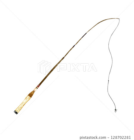 溪流釣魚、河釣、釣魚、 Tenkara、水彩插圖 溪流釣魚、河釣、釣魚、 Tenkara、水彩插圖 128702281