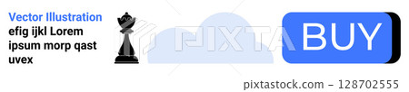 Chess piece, text, clouds, and a blue BUY button. Ideal for digital marketing, e-commerce, strategic planning, online advertisements, learning, minimalistic design, and call-to-action. Landing page Chess piece, text, clouds, and a blue BUY button. Ideal for digital marketing, e-commerce, strategic planning, online advertisements, learning, minimalistic design, and call-to-action. Landing page 128702555
