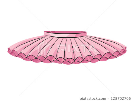 Ballet accessorie. Part of pink ballet dress or tutu skirt. Vector hand drawn sketch style object Ballet accessorie. Part of pink ballet dress or tutu skirt. Vector hand drawn sketch style object 128702706