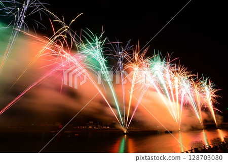 Toyohashi Gion Festival Launch Fireworks 128703080