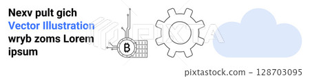 Circuitry within a microchip, a cogwheel gear, and a cloud symbol. Ideal for tech, digital transformation, networking, cloud computing, innovation, digital marketing, and IT solutions. Landing page Circuitry within a microchip, a cogwheel gear, and a cloud symbol. Ideal for tech, digital transformation, networking, cloud computing, innovation, digital marketing, and IT solutions. Landing page 128703095
