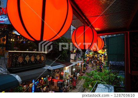 Vietnam Hanoi Train Street Lantern Vietnam Hanoi Train Street Lantern 128703610