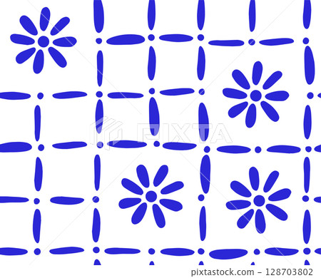 vector abstract checkered pattern. blue dots and stripes 128703802