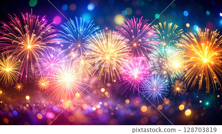 Background material of gorgeous fireworks that color the night sky Background material of gorgeous fireworks that color the night sky 128703819