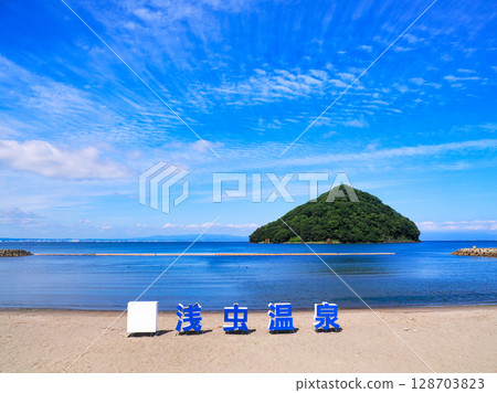 Sunset Beach Asamushi on a clear blue sky in Asamushi, Aomori Prefecture, Aomori City 128703823