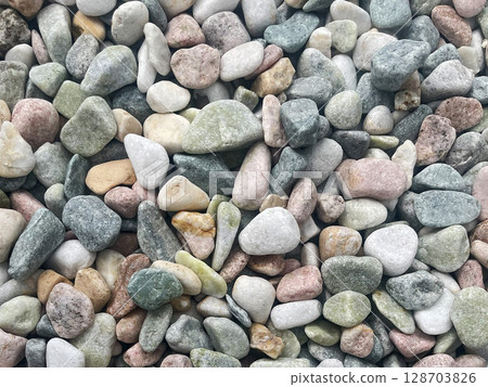 Natural background of colorful pebbles - Natural material with colorful pebbles in pastel tones Natural background of colorful pebbles - Natural material with colorful pebbles in pastel tones 128703826