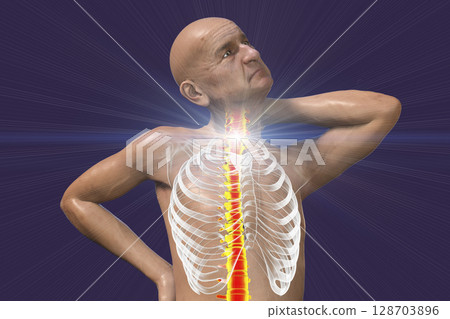 Neck pain, illustration 128703896