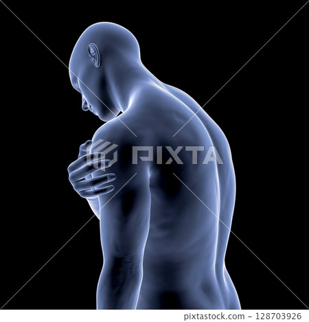 Shoulder pain, 3D illustration 128703926