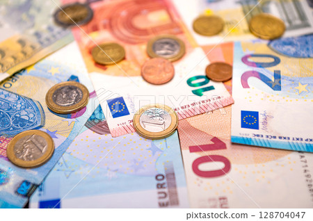 euro cash background, euro money banknotes, close-up euro cash background, euro money banknotes, close-up 128704047