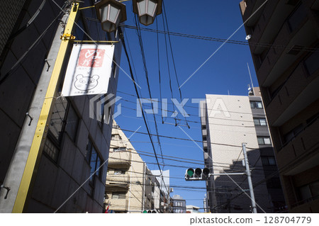 Streets with electric wires Streets with electric wires 128704779