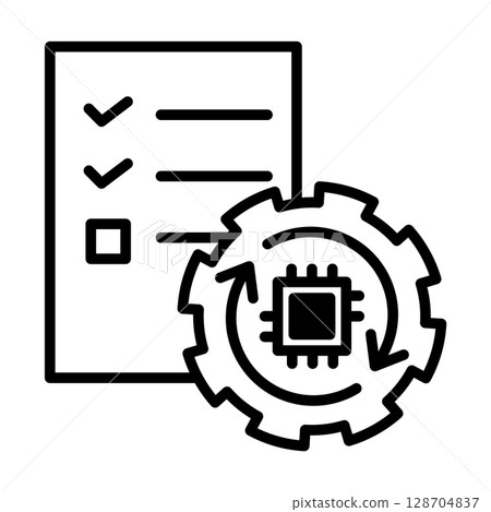 An image icon where a list is automatically checked using AI technology. 128704837