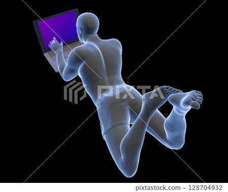 Working with laptop in a wrong position and backache Working with laptop in a wrong position and backache 128704932