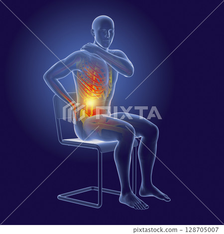 Human spine pain, backache, back pain Human spine pain, backache, back pain 128705007