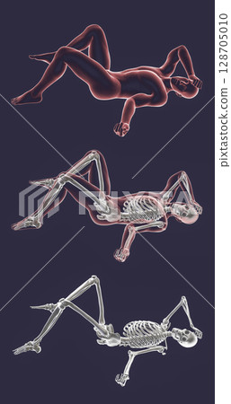 Male body in a bad feeling position, illustration 128705010