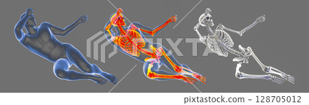 Male body in a bad feeling position, illustration Male body in a bad feeling position, illustration 128705012