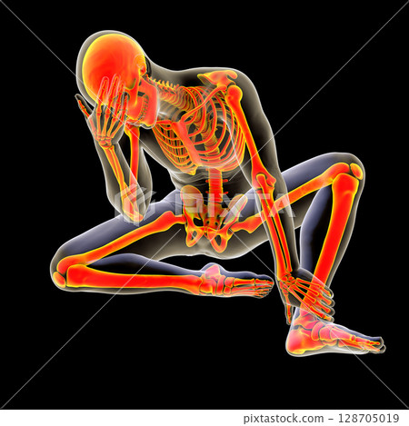 Male body in unhappy frustrated pose, conceptual 3D illustration 128705019