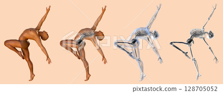 Anatomy of dancing and ballet, 3D illustration Anatomy of dancing and ballet, 3D illustration 128705052