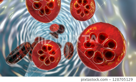 The malaria-infected red blood cell The malaria-infected red blood cell 128705129