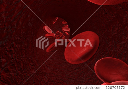 Blood vessel with erythrocytes 128705172
