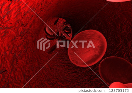Blood vessel with erythrocytes Blood vessel with erythrocytes 128705173