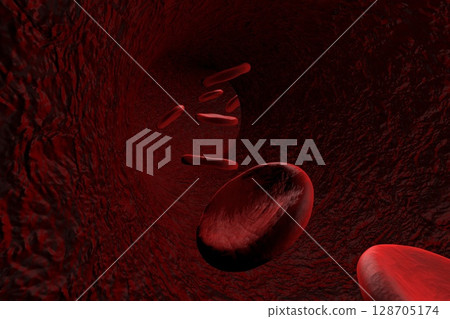 Blood vessel with erythrocytes Blood vessel with erythrocytes 128705174