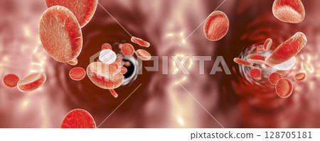 Blood vessel with erythrocytes 128705181