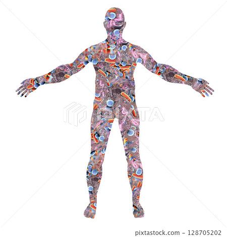 Human body silhouette made from bacteria 128705202